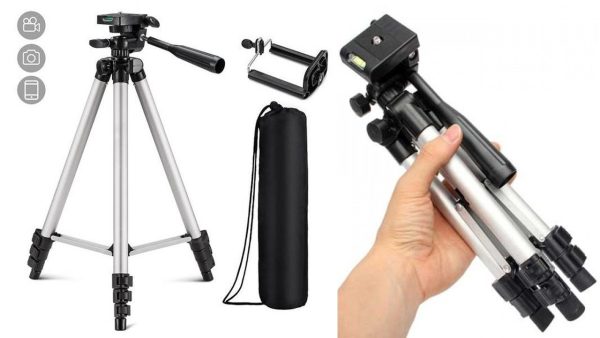 Pack of 3 Adjustable Tripod Stands – 3.5ft Mobile & DSLR Camera Stand with Holder & Bag (Model 3110)