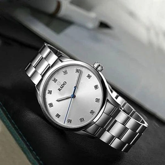 Rado Men’s Formal Wrist Watch – Luxury Quartz Watch with Stainless Steel Chain (Box Included)