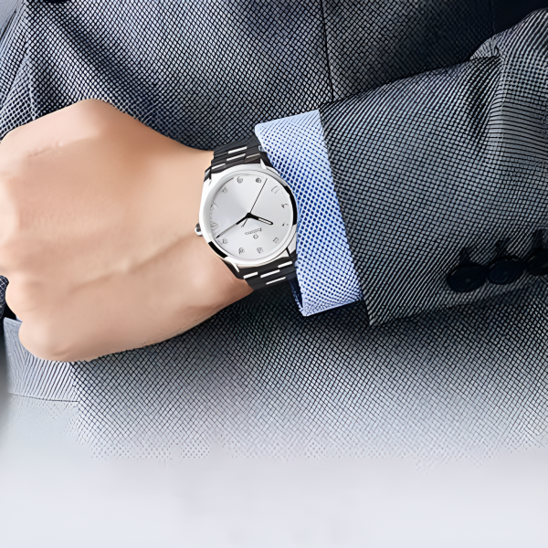 Rado Men’s Formal Wrist Watch – Luxury Quartz Watch with Stainless Steel Chain (Box Included)
