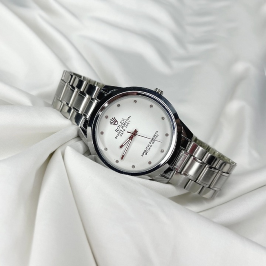 Rolex Men’s Formal Quartz Wrist Watch – Luxury Stainless Steel Chain Watch for Men (Box Included)