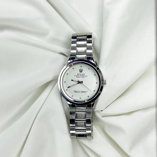 Rolex Men’s Formal Quartz Wrist Watch – Luxury Stainless Steel Chain Watch for Men (Box Included)