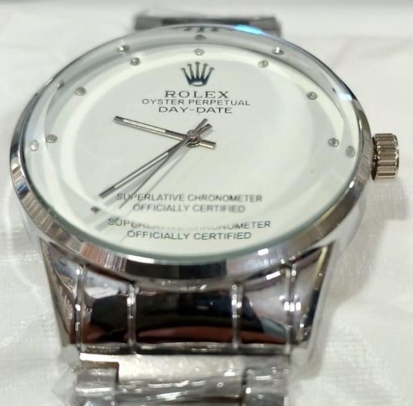 Rolex Men’s Formal Quartz Wrist Watch – Luxury Stainless Steel Chain Watch for Men (Box Included)