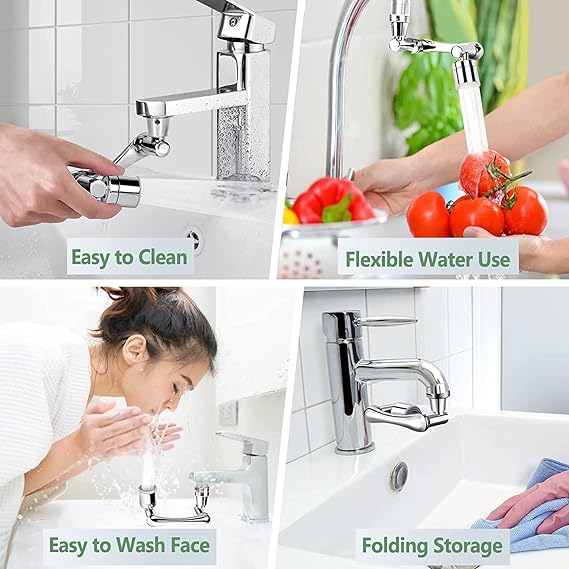 1080° Rotating Faucet Sprayer Head – Universal Tap Nozzle with Splash Filter & Water-Saving Design