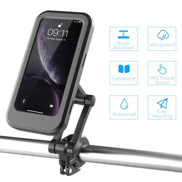 Waterproof Magnetic Bicycle Mobile Phone Holder – 360° Rotating Bike Mount for Smartphones