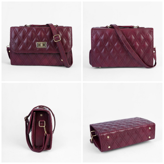 Women’s PU Leather Embroidered Shoulder Bag – Elegant Maroon Handbag, Stylish Crossbody Purse for Everyday & Special Occasions